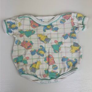 Vintage 90’s Pastel Dinosaur Baby Romper 100% Soft Cotton. Made in USA.